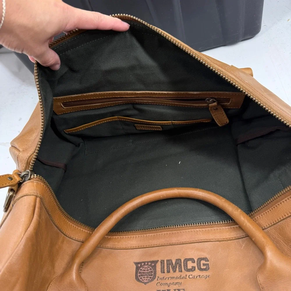 NEW Tecovas Duffle Bag Tan Brown Leather Weekend Travel Large Zip Snap
